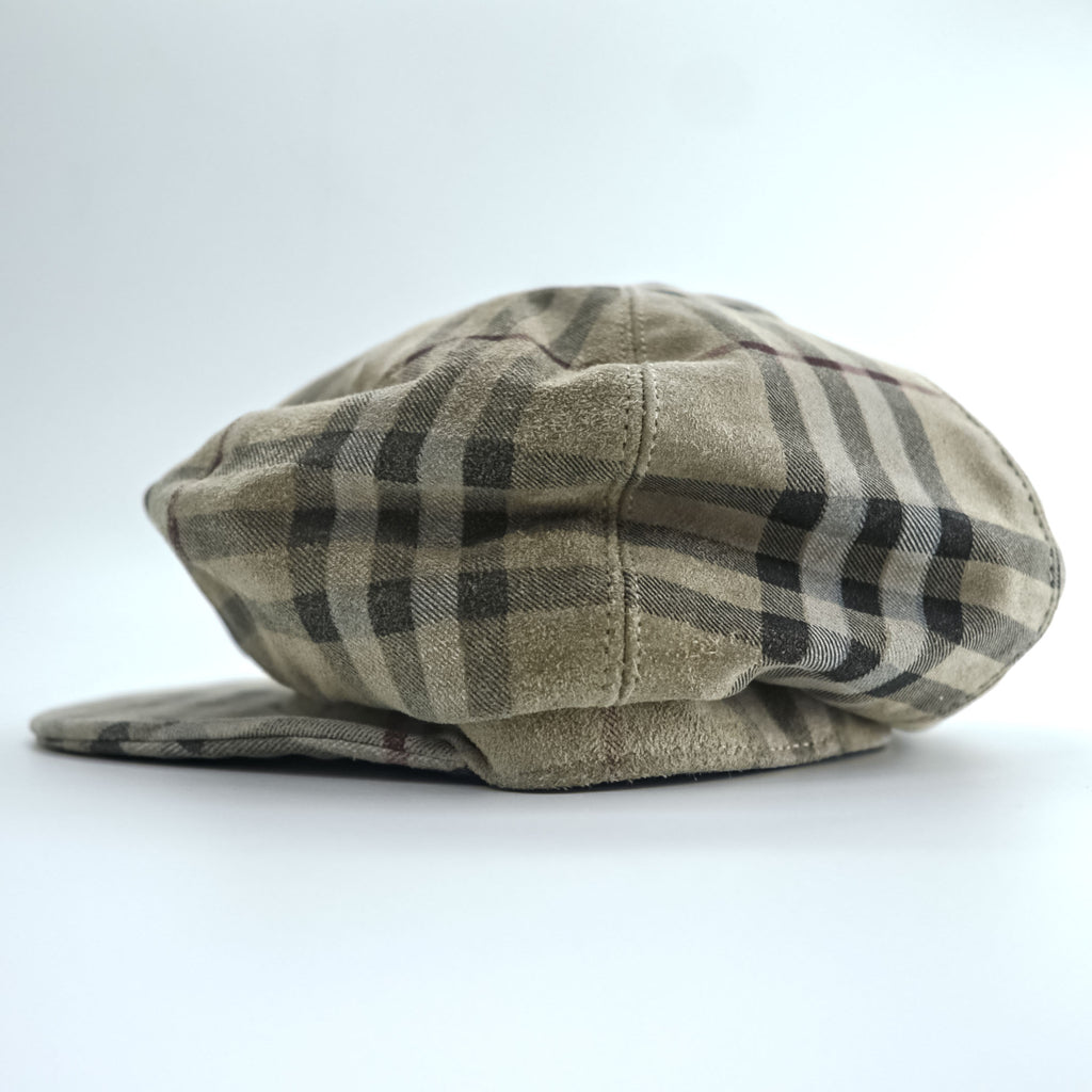 Burberry London Nova Check Newsboy Cap Baker Boy Flat Cap Beige Plaid Hat