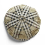Burberry London Nova Check Newsboy Cap Baker Boy Flat Cap Beige Plaid Hat
