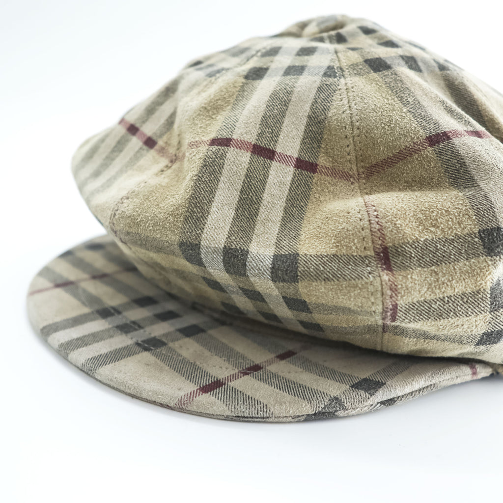 Burberry London Nova Check Newsboy Cap Baker Boy Flat Cap Beige Plaid Hat