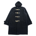 Schott NYC Hooded Duffle Coat Black Made in USA Wool Nylon Toggle Long Coat Size L