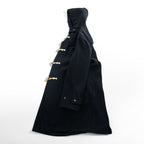 Schott NYC Hooded Duffle Coat Black Made in USA Wool Nylon Toggle Long Coat Size L