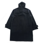 Schott NYC Hooded Duffle Coat Black Made in USA Wool Nylon Toggle Long Coat Size L