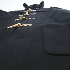 Schott NYC Hooded Duffle Coat Black Made in USA Wool Nylon Toggle Long Coat Size L