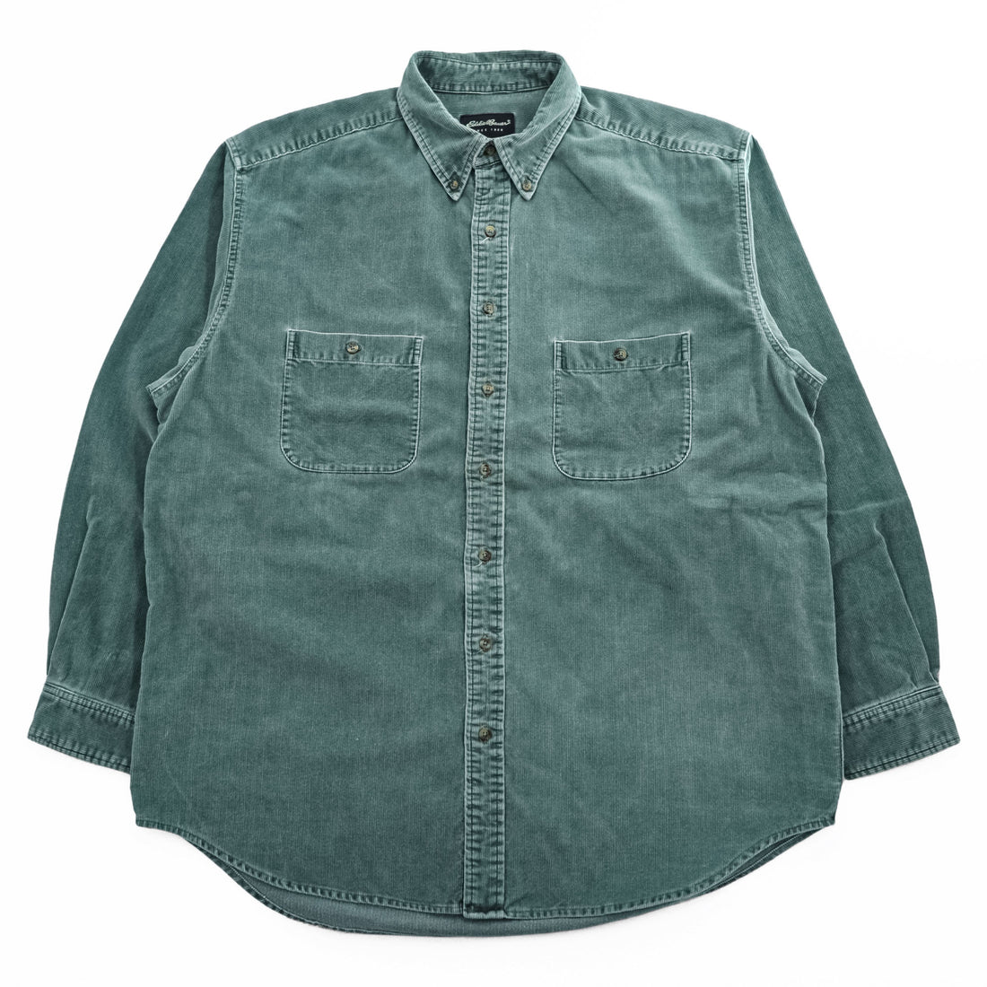 Eddie Bauer 2000s Vintage Long-Sleeve Button-Down Shirt, Size XL, Khaki Corduroy