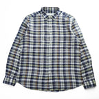 Massimo Dutti リネン 長袖 チェックシャツ XXL マドラスチェック 麻100% ネイビー