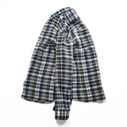 Massimo Dutti リネン 長袖 チェックシャツ XXL マドラスチェック 麻100% ネイビー
