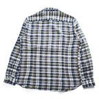 Massimo Dutti リネン 長袖 チェックシャツ XXL マドラスチェック 麻100% ネイビー
