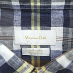 Massimo Dutti リネン 長袖 チェックシャツ XXL マドラスチェック 麻100% ネイビー