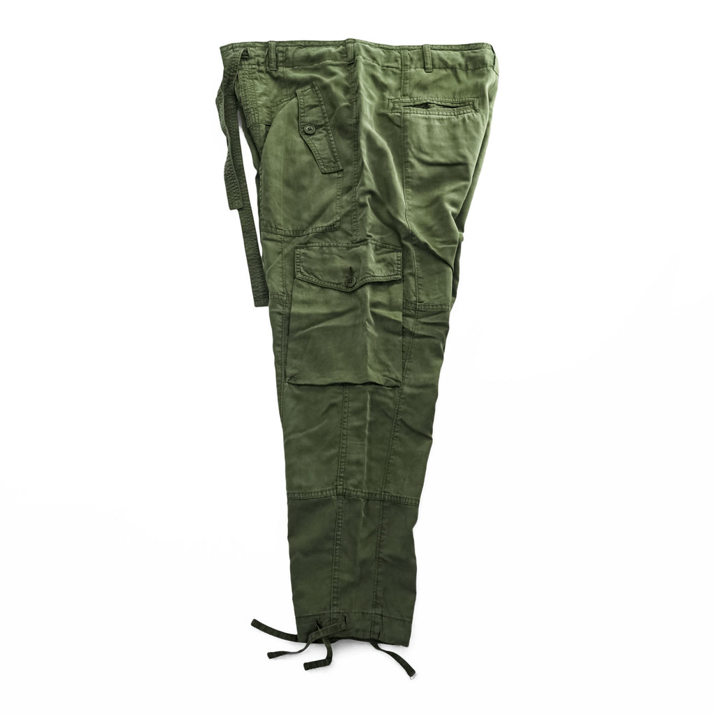 Polo by Ralph Lauren Olive Cargo Pants Drawstring Hem Lyocell Linen Military Trousers