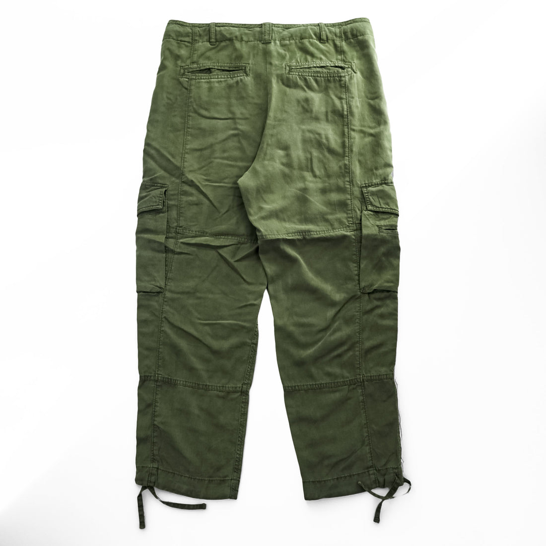 Polo by Ralph Lauren Olive Cargo Pants Drawstring Hem Lyocell Linen Military Trousers