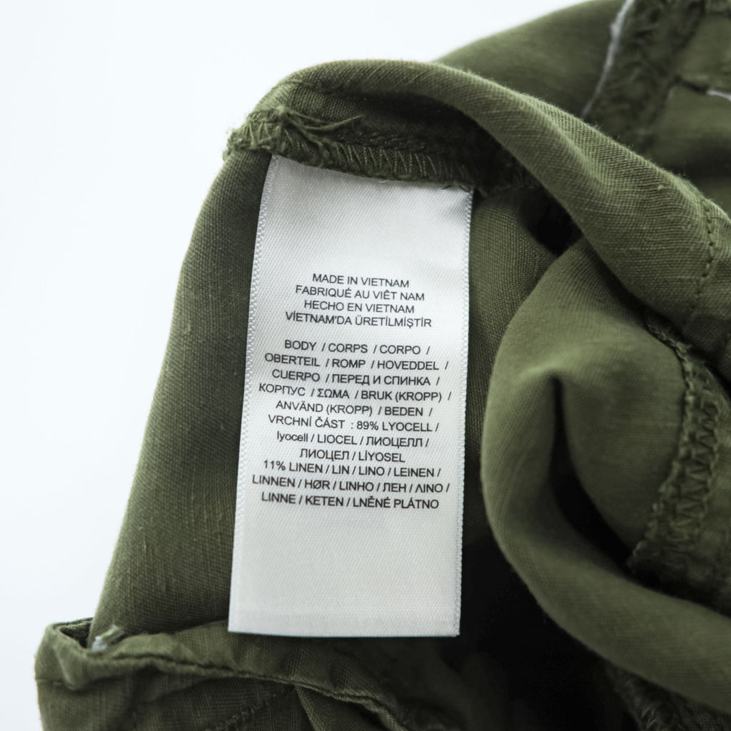 Polo by Ralph Lauren Olive Cargo Pants Drawstring Hem Lyocell Linen Military Trousers