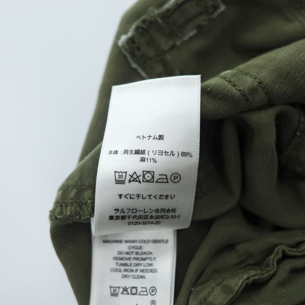 Polo by Ralph Lauren Olive Cargo Pants Drawstring Hem Lyocell Linen Military Trousers