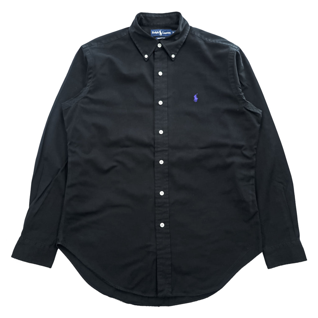 Ralph Lauren 90年代 ヴィンテージ 長袖 ボタンダウンシャツ M ブラック スモールポニー ロゴ 刺繍