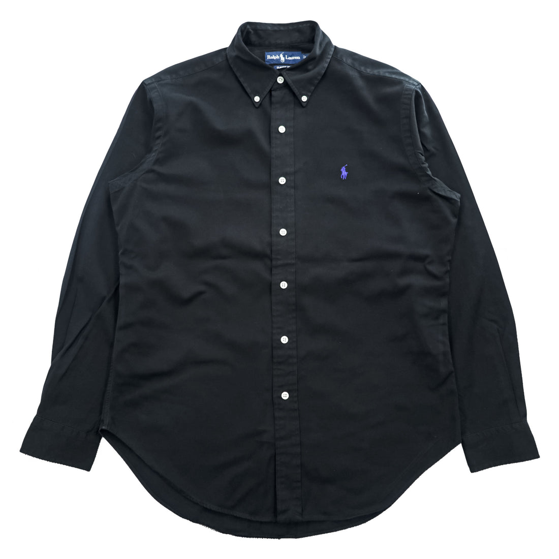 Ralph Lauren 90年代 ヴィンテージ 長袖 ボタンダウンシャツ M ブラック スモールポニー ロゴ 刺繍