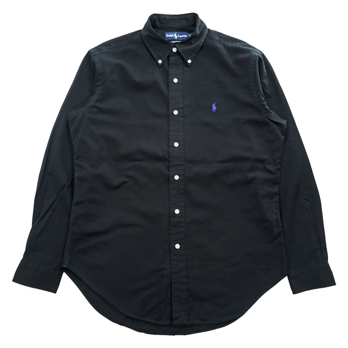 Ralph Lauren 90年代 ヴィンテージ 長袖 ボタンダウンシャツ M ブラック スモールポニー ロゴ 刺繍