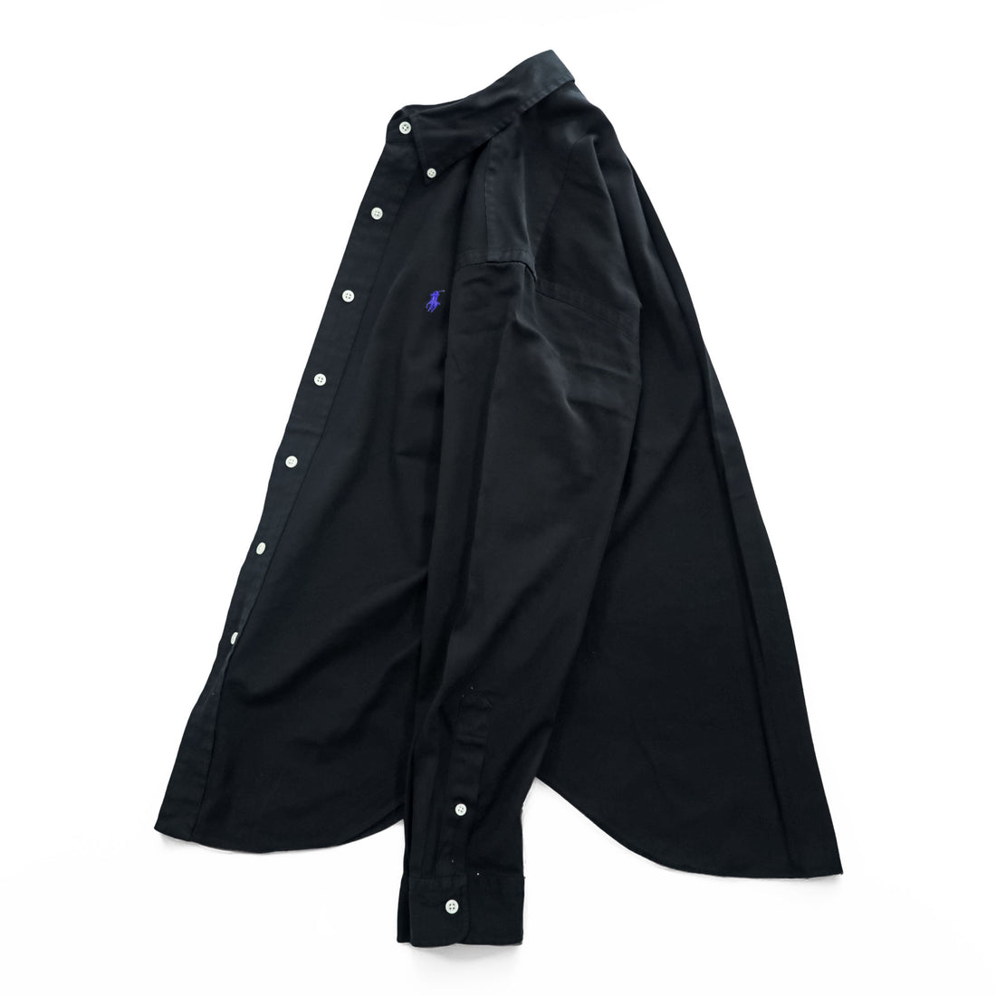 Ralph Lauren 90年代 ヴィンテージ 長袖 ボタンダウンシャツ M ブラック スモールポニー ロゴ 刺繍
