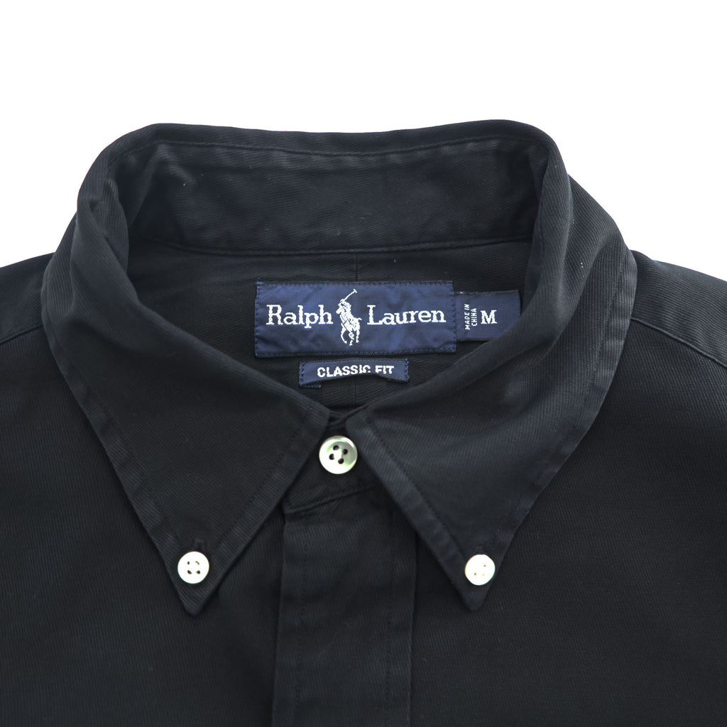 Ralph Lauren 90年代 ヴィンテージ 長袖 ボタンダウンシャツ M ブラック スモールポニー ロゴ 刺繍