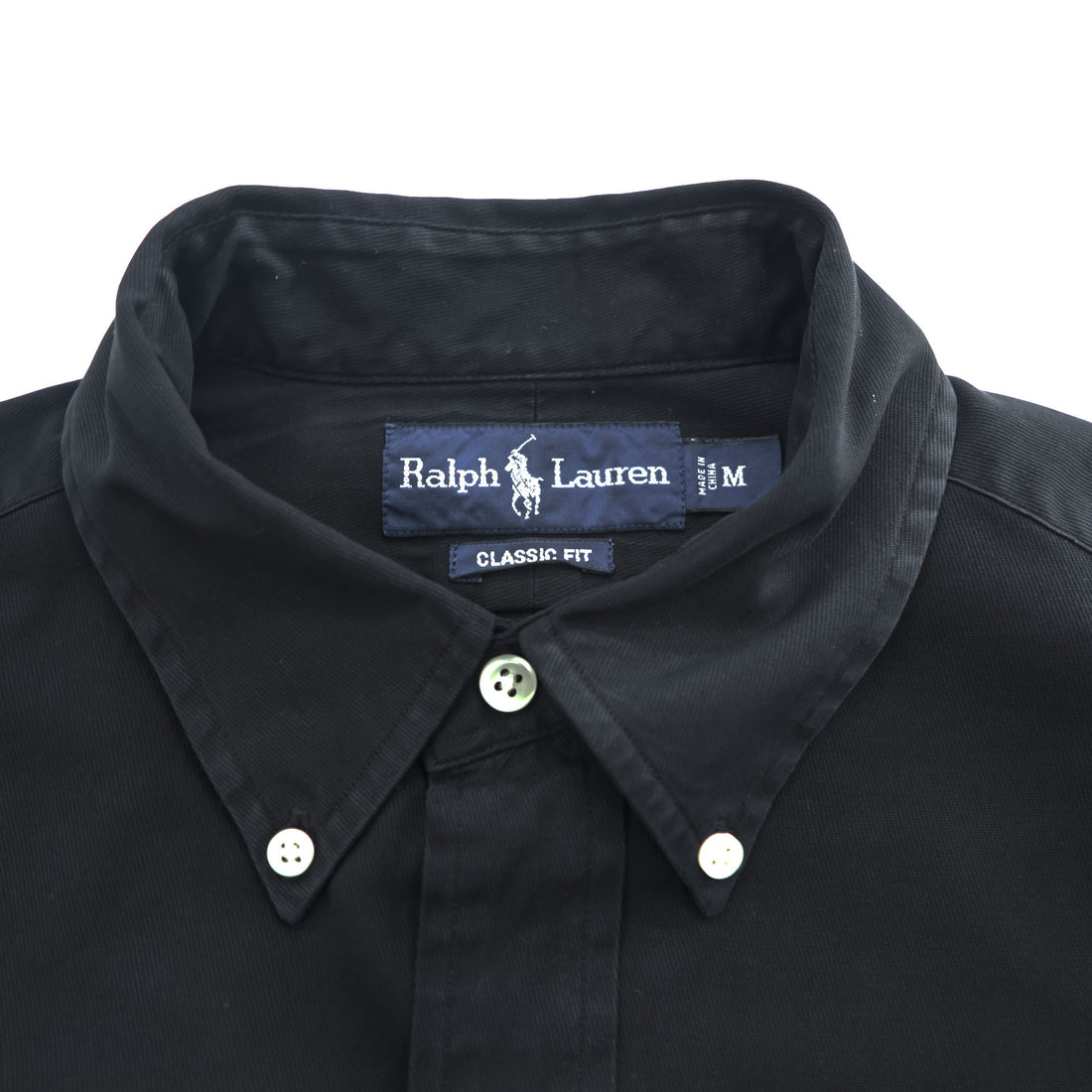 Ralph Lauren 90年代 ヴィンテージ 長袖 ボタンダウンシャツ M ブラック スモールポニー ロゴ 刺繍