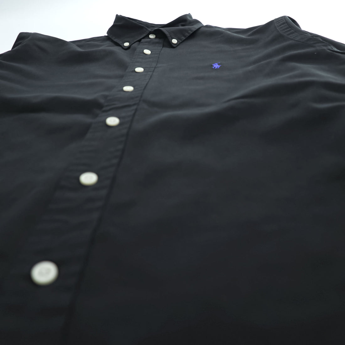 Ralph Lauren 90年代 ヴィンテージ 長袖 ボタンダウンシャツ M ブラック スモールポニー ロゴ 刺繍