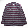 Patagonia オーガニックコットン 長袖 ワークシャツ ボーダーシャツ L グレー 胸ポケット 53947