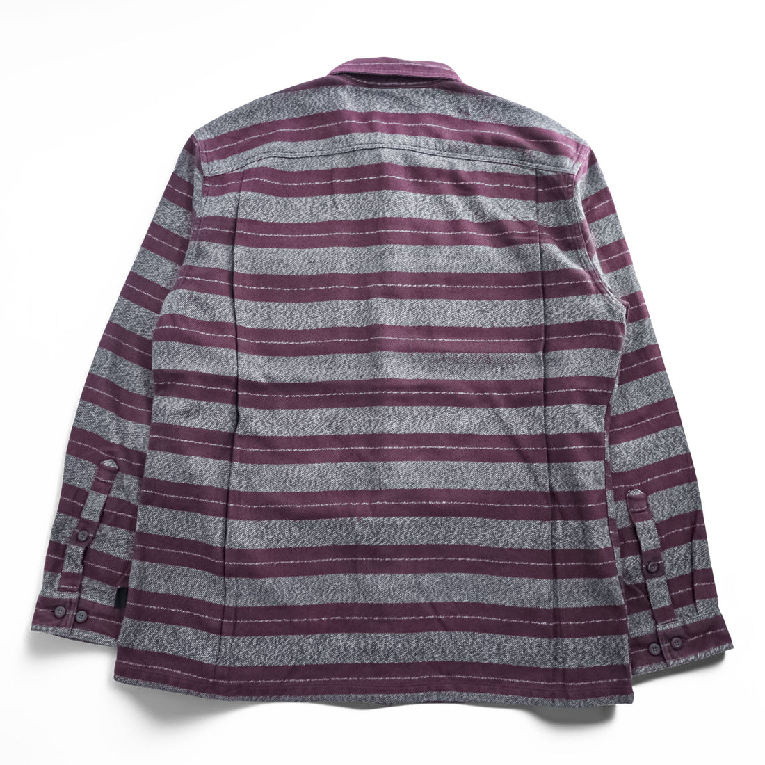 Patagonia オーガニックコットン 長袖 ワークシャツ ボーダーシャツ L グレー 胸ポケット 53947