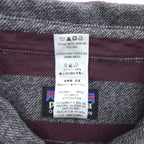 Patagonia オーガニックコットン 長袖 ワークシャツ ボーダーシャツ L グレー 胸ポケット 53947