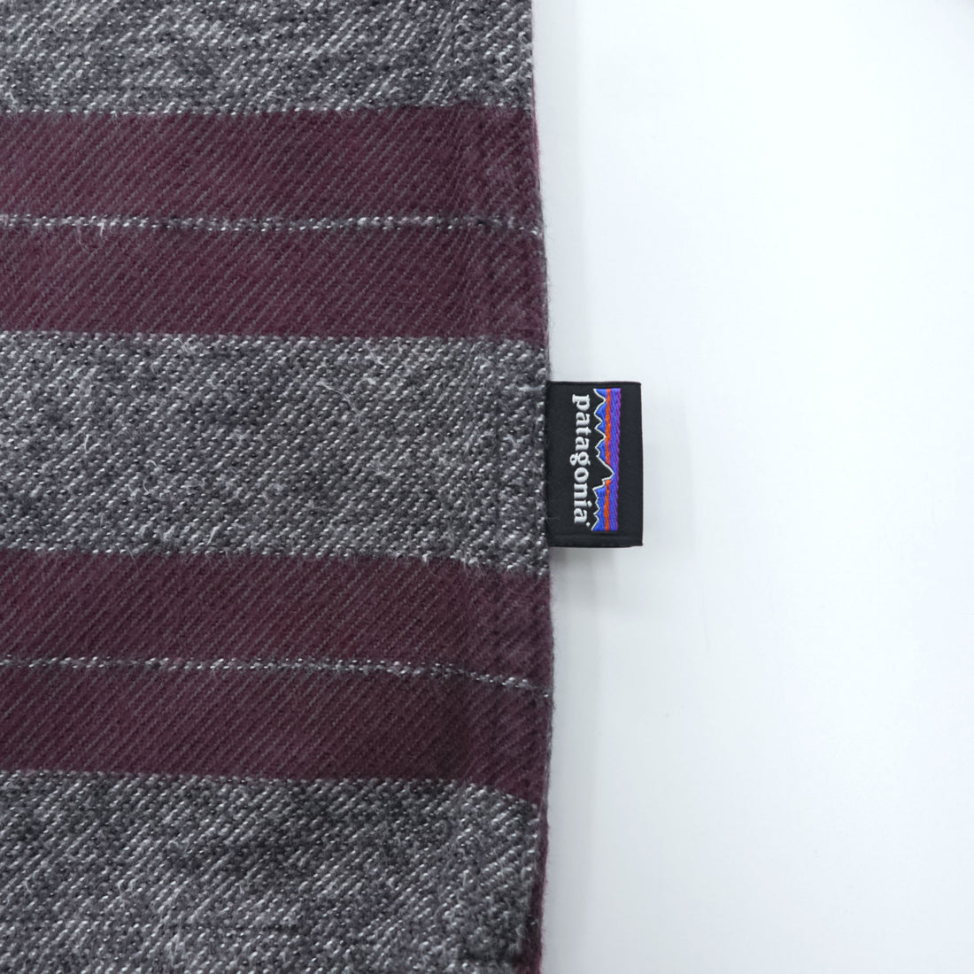 Patagonia オーガニックコットン 長袖 ワークシャツ ボーダーシャツ L グレー 胸ポケット 53947