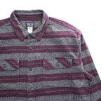 Patagonia オーガニックコットン 長袖 ワークシャツ ボーダーシャツ L グレー 胸ポケット 53947