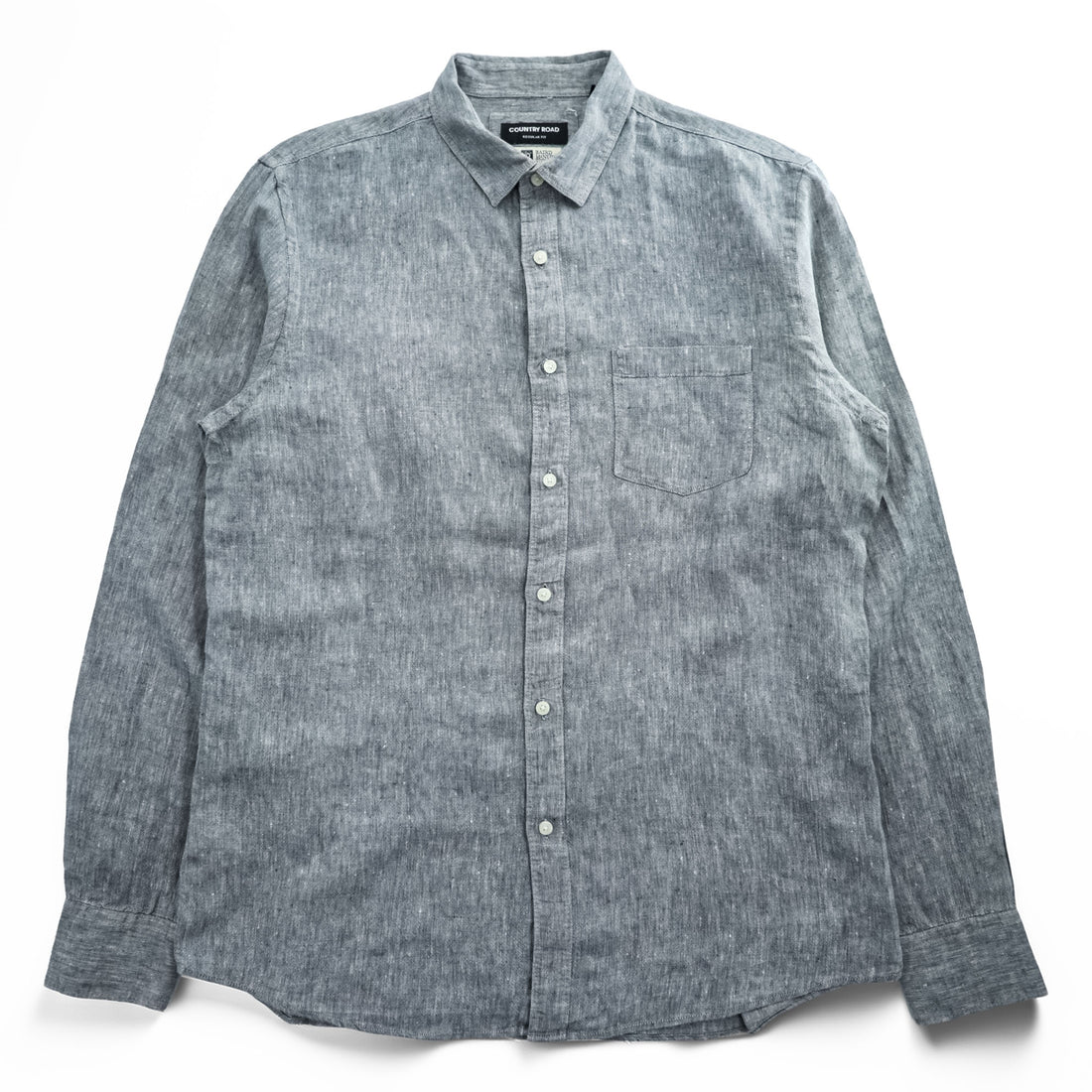 Country Road Baird McNutt Irish Linen Shirt Gray Blue Long Sleeve Regular Fit