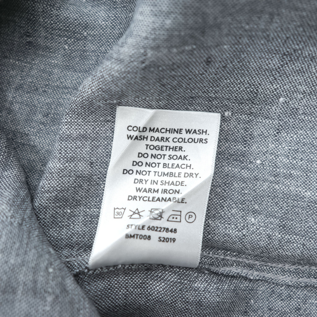 COUNTRY ROAD アイリッシュリネン 長袖 シャツ L グレー 麻100% REGULAR FIT 胸ポケット BAIRD McNUTT