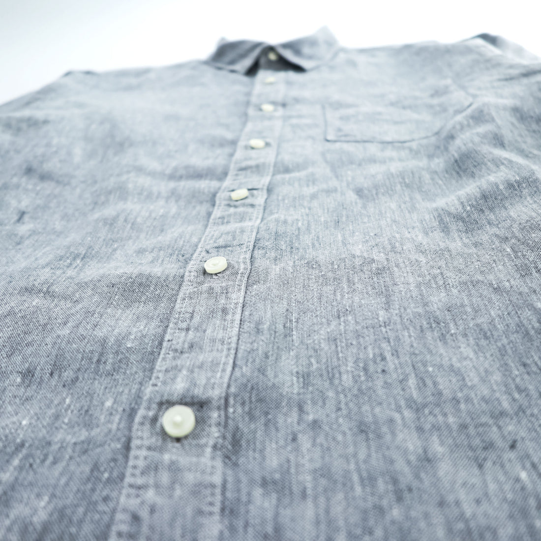 COUNTRY ROAD アイリッシュリネン 長袖 シャツ L グレー 麻100% REGULAR FIT 胸ポケット BAIRD McNUTT