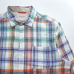 TOMMY BAHAMA リネン 長袖 チェックシャツ L オレンジ グリーン ブルー マドラスチェック 胸ポケット