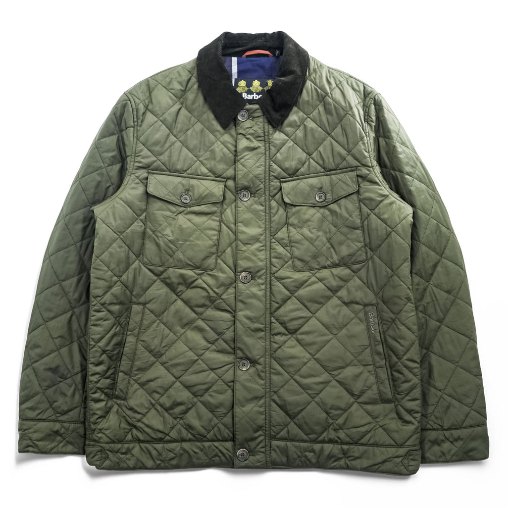 Barbour Maesbury Quilt Jacket Olive Green Corduroy Collar MQU1110 Men’s L