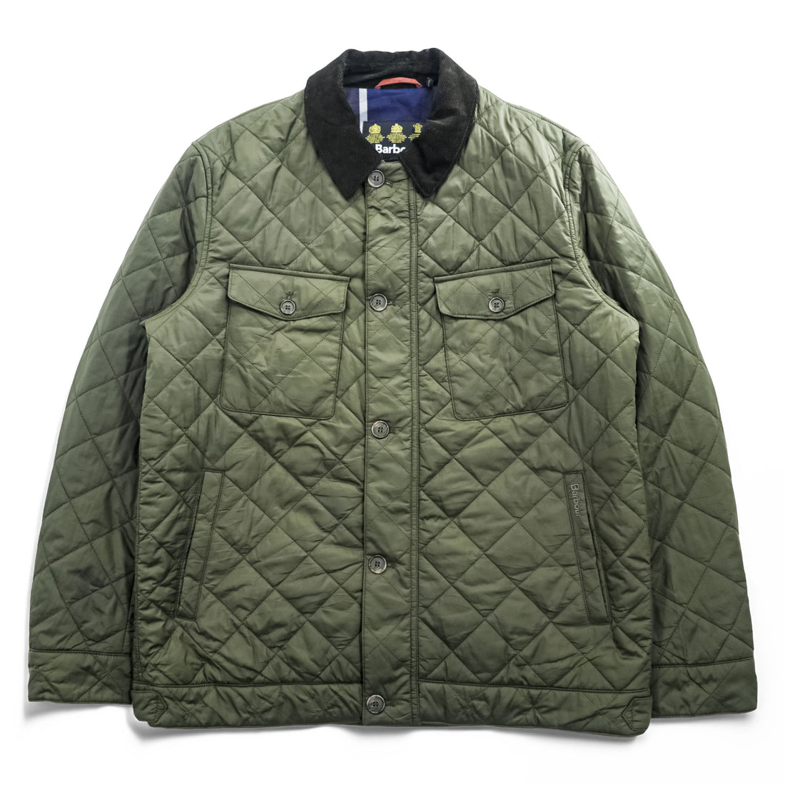 Barbour Maesbury Quilt Jacket Olive Green Corduroy Collar MQU1110 Men’s L