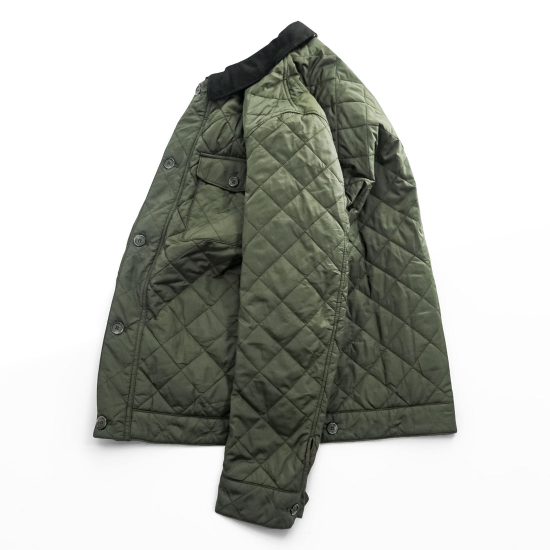 Barbour Maesbury Quilt Jacket Olive Green Corduroy Collar MQU1110 Men’s L