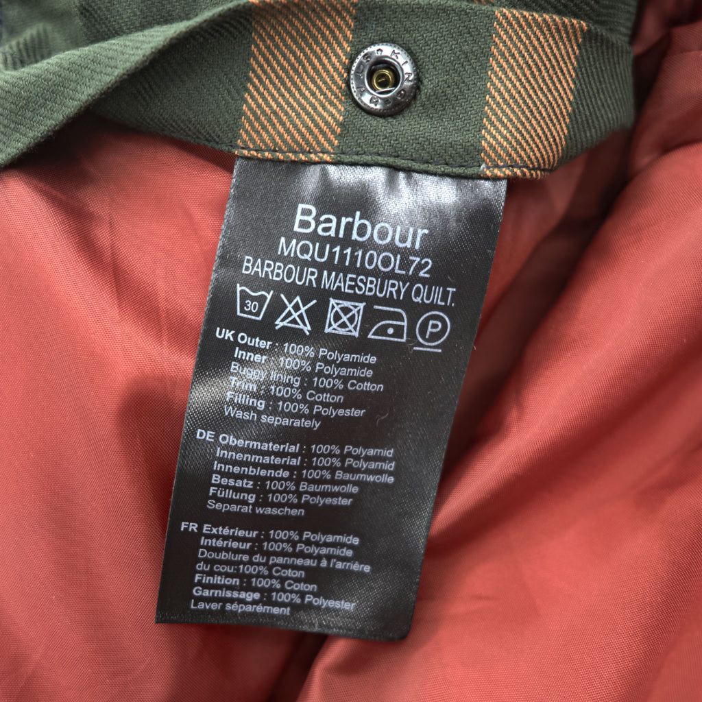 Barbour Maesbury Quilt Jacket Olive Green Corduroy Collar MQU1110 Men’s L