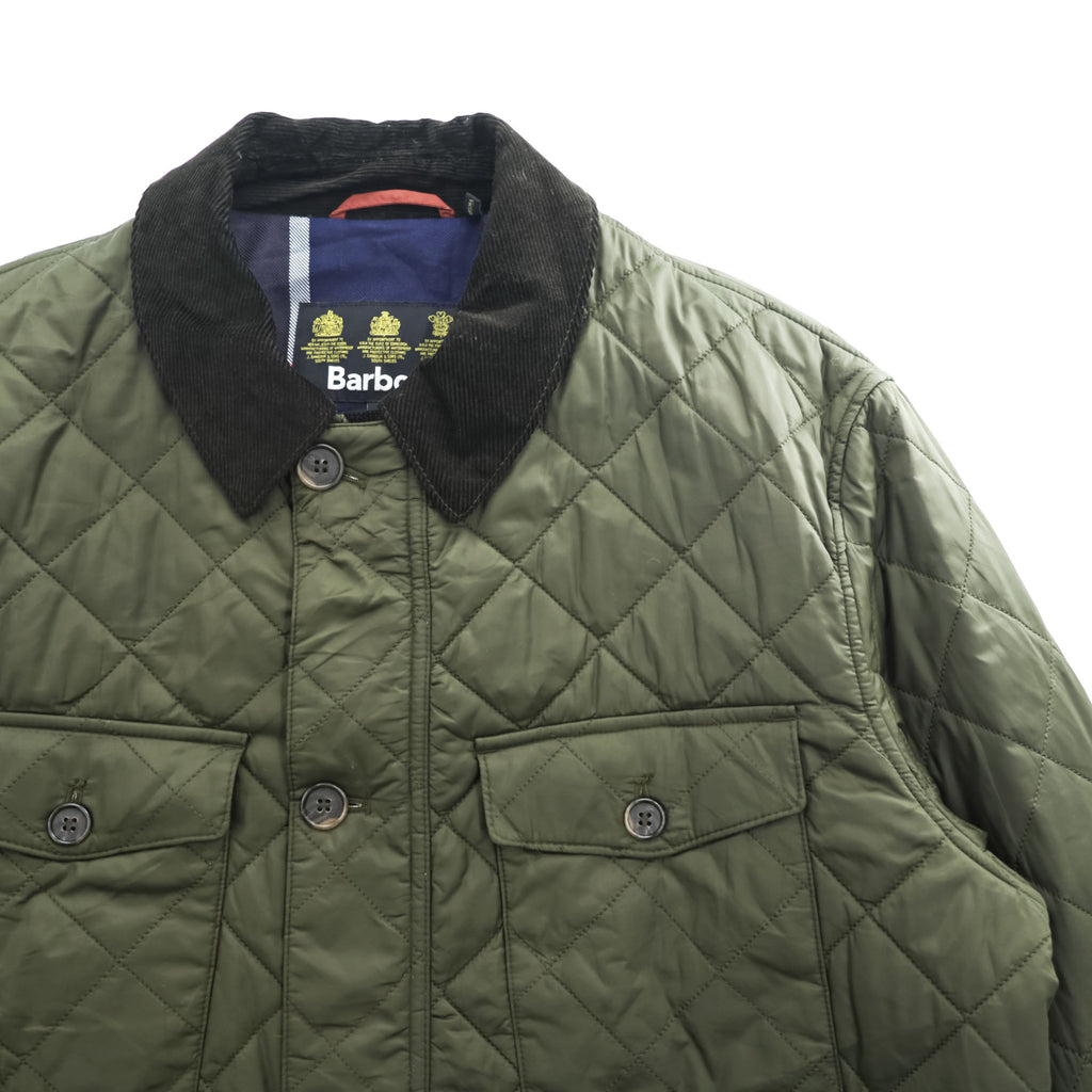 Barbour Maesbury Quilt Jacket Olive Green Corduroy Collar MQU1110 Men’s L