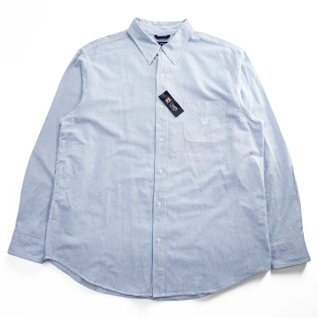 Vintage Long-Sleeve Button-Down Shirt, Size XL and up, Blue Oxford Striped CHAPS, Unused