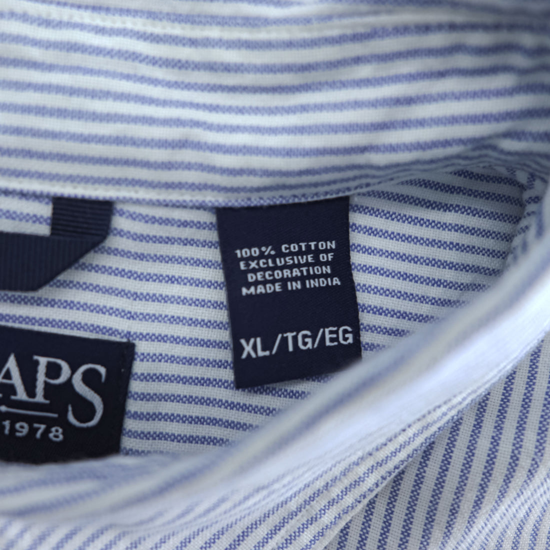 CHAPS オックスフォード 長袖 ボタンダウンシャツ XL ブルー ストライプ 胸ポケット 未使用品
