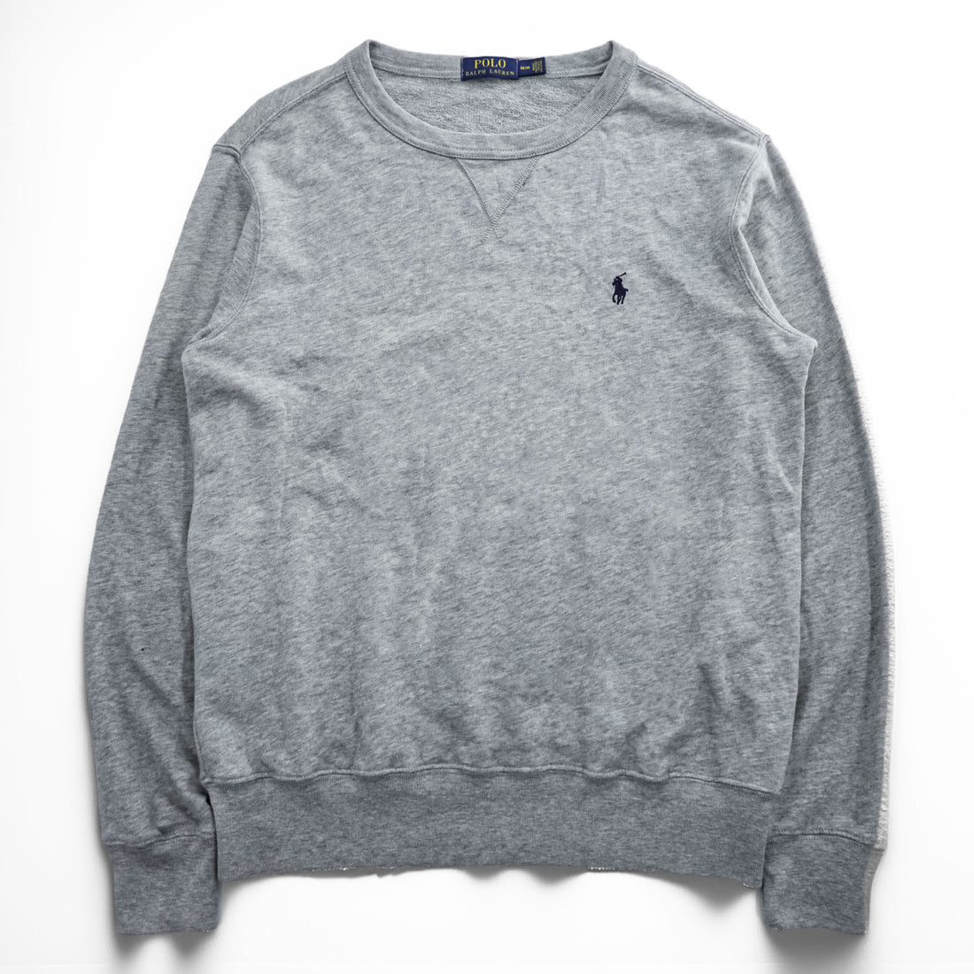Polo Ralph Lauren V-neck Sweatshirt, Size M, Gray, Small Pony Logo Embroidery, Fleece Lining