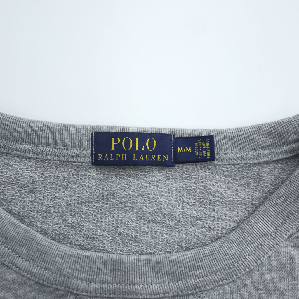 Polo Ralph Lauren 前V スウェット トレーナー M グレー スモールポニー ロゴ 刺繍 パイル裏地
