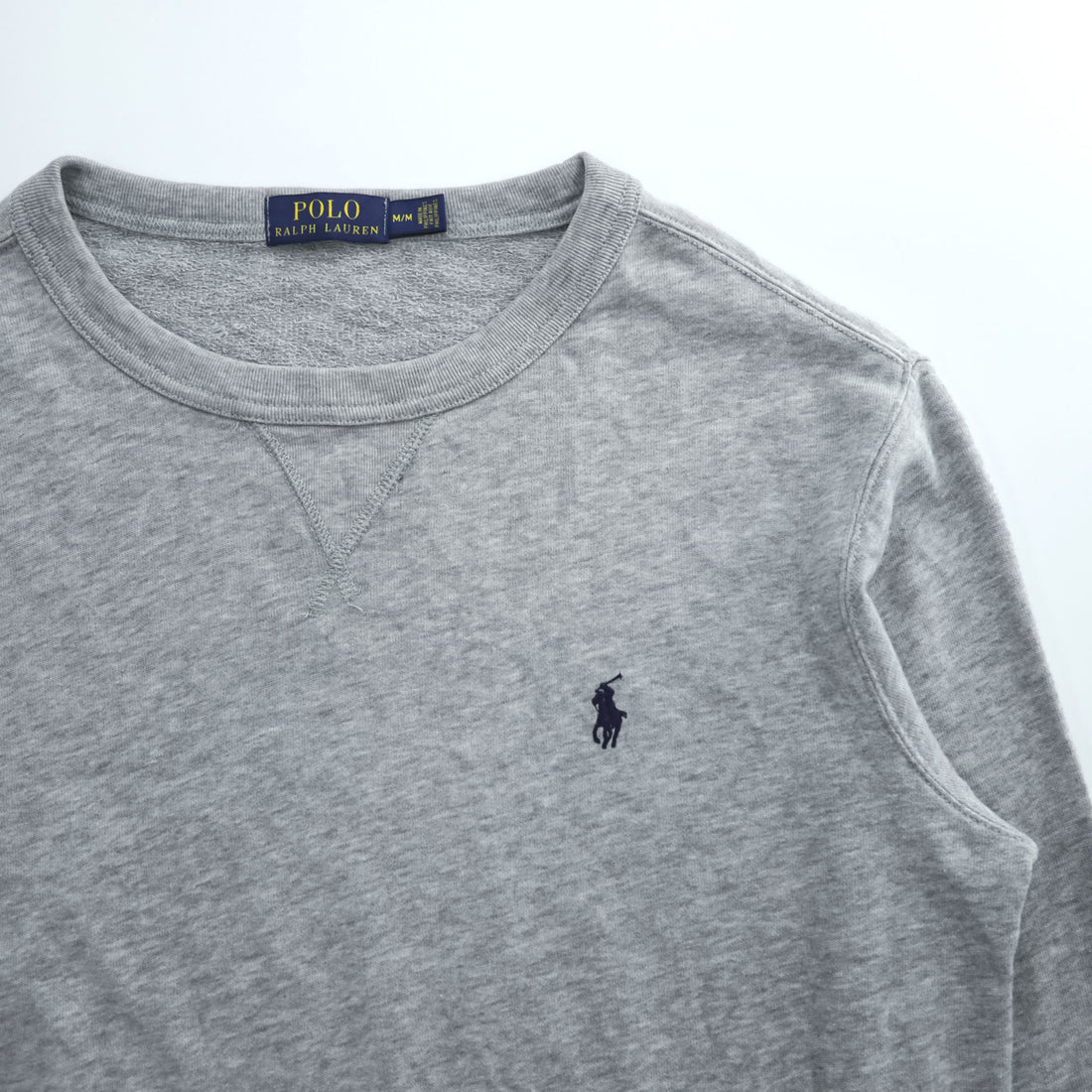 Polo Ralph Lauren 前V スウェット トレーナー M グレー スモールポニー ロゴ 刺繍 パイル裏地
