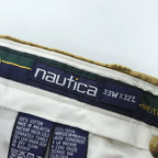 NAUTICA 90年代 ヴィンテージ コーデュロイ 2タック チノパンツ スラックス M ブラウン プリーツ ダブルカフス 太畝