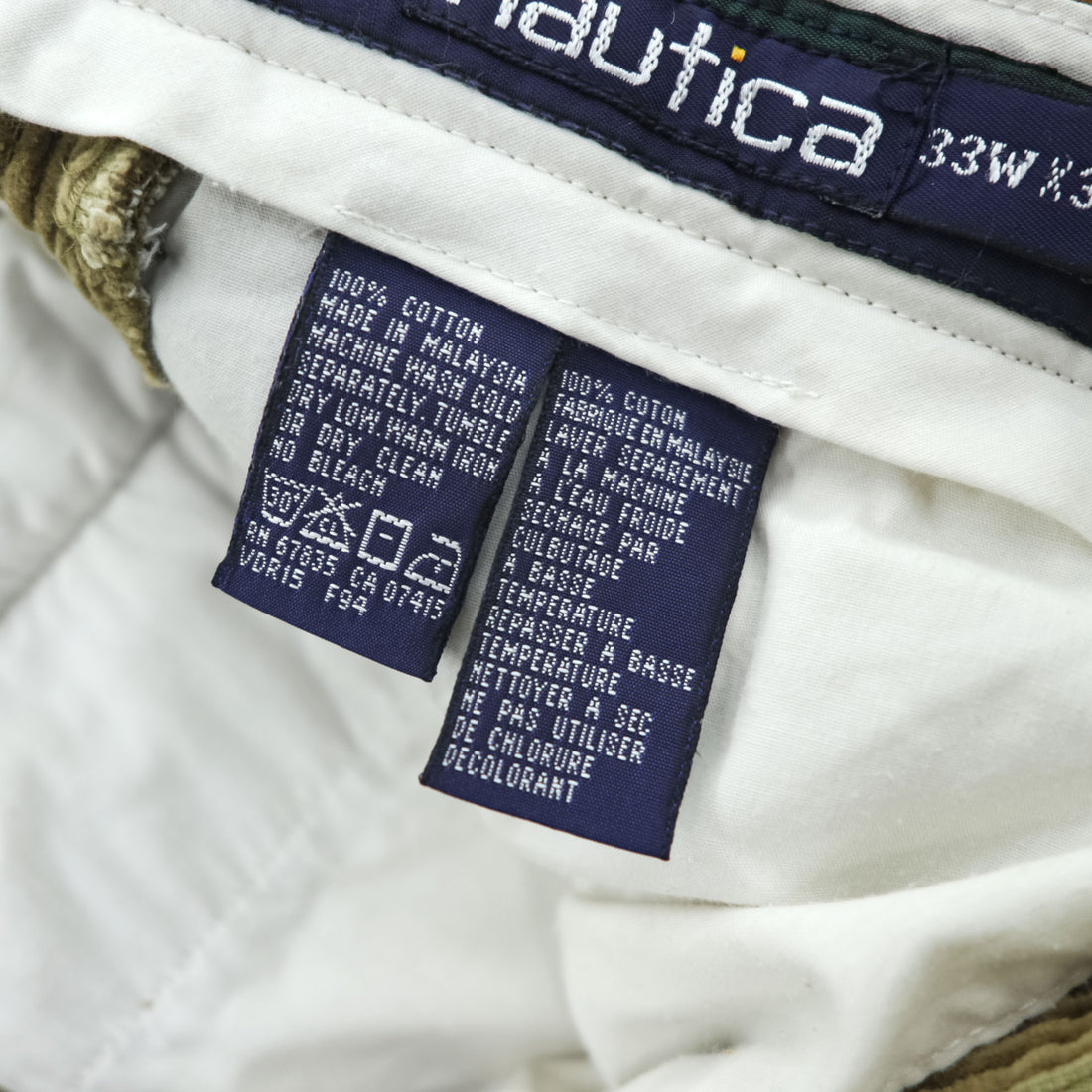 NAUTICA 90年代 ヴィンテージ コーデュロイ 2タック チノパンツ スラックス M ブラウン プリーツ ダブルカフス 太畝