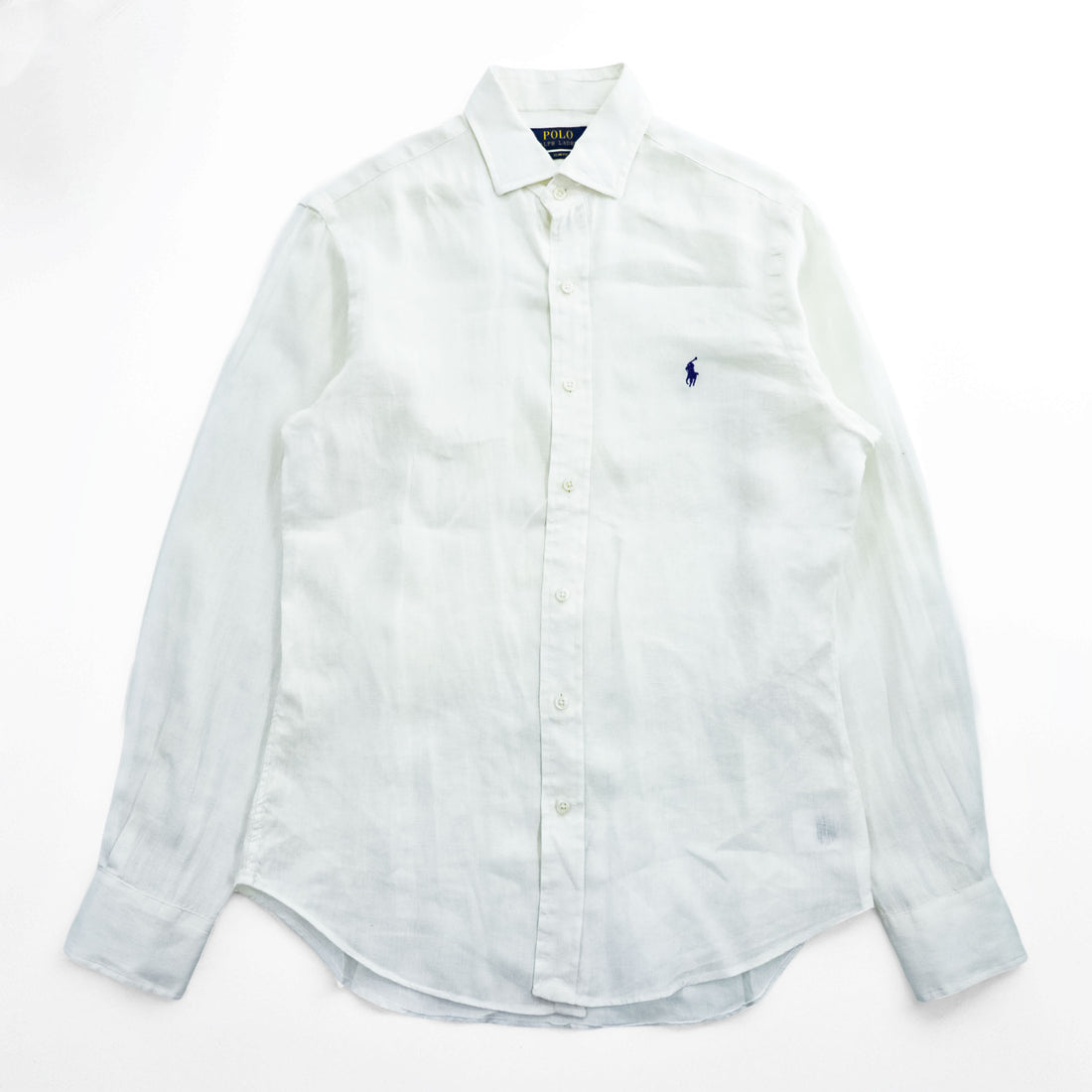 Polo Ralph Lauren Linen Long-Sleeve Shirt, Size M, White, Small Pony Logo Embroidery, Slim Fit