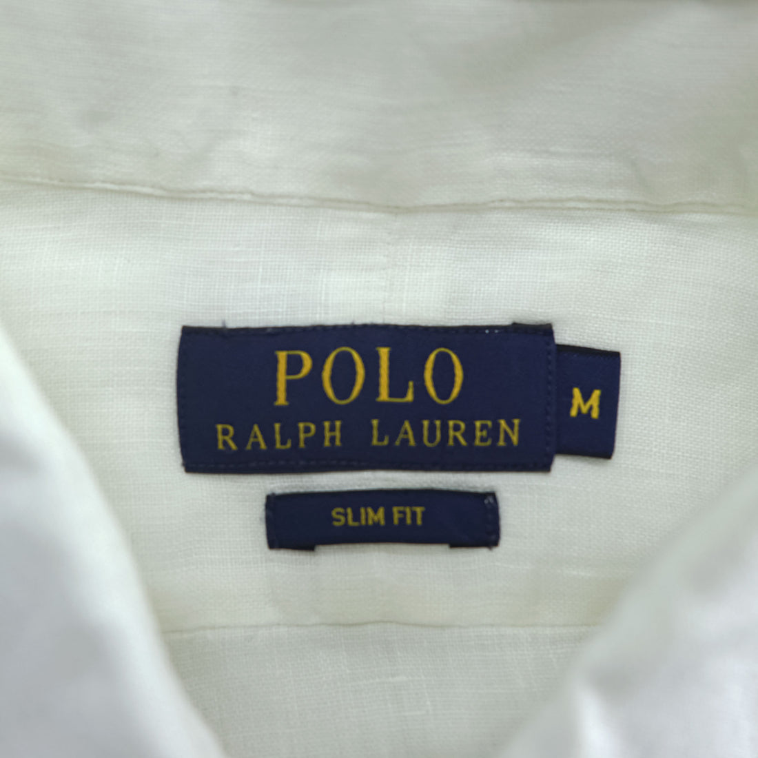 Polo Ralph Lauren リネン 長袖 シャツ M ホワイト 麻100% SLIM FIT スモールポニー ロゴ 刺繍