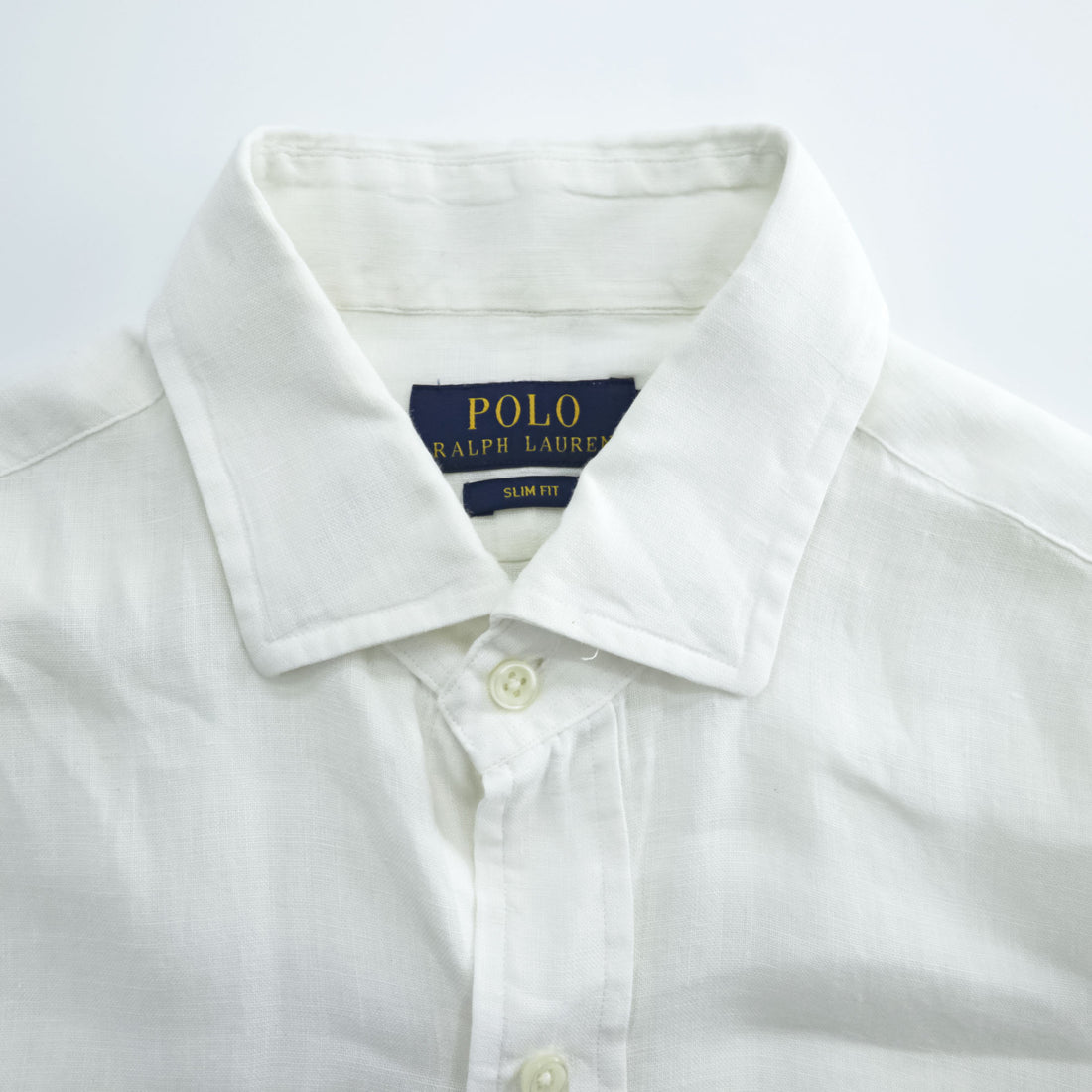 Polo Ralph Lauren リネン 長袖 シャツ M ホワイト 麻100% SLIM FIT スモールポニー ロゴ 刺繍