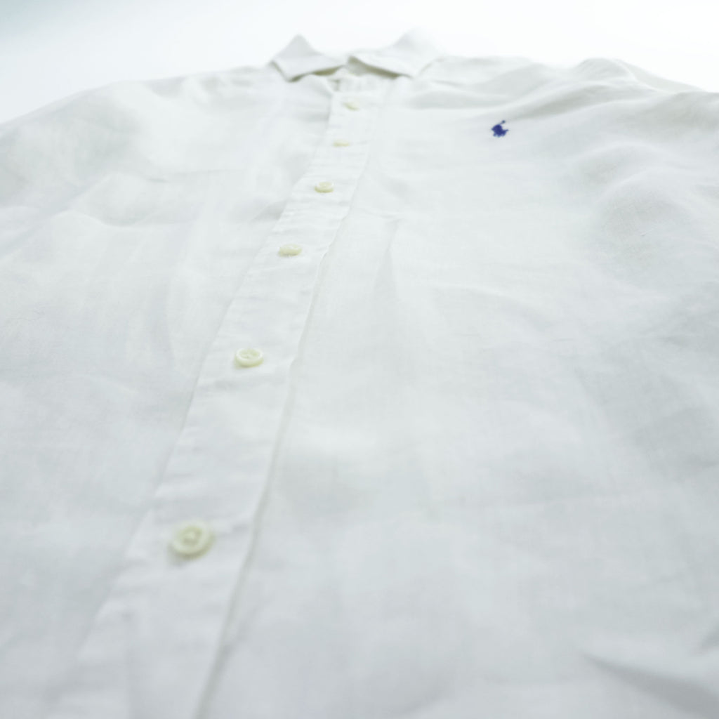 Polo Ralph Lauren リネン 長袖 シャツ M ホワイト 麻100% SLIM FIT スモールポニー ロゴ 刺繍