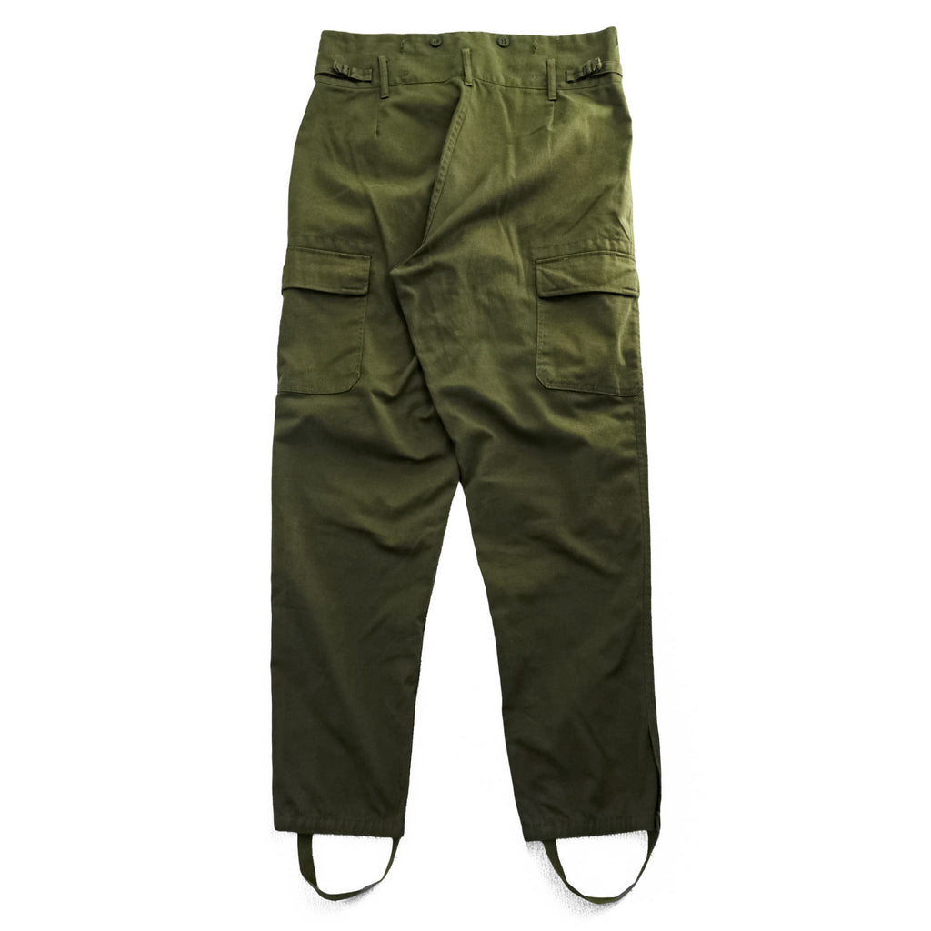 90s Vintage Zekon Michalovce Military Cargo Pants Olive M85 Style Field Trousers Stirrup Hem High Waist Size L