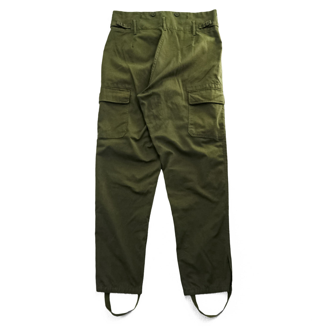 90s Vintage Zekon Michalovce Military Cargo Pants Olive M85 Style Field Trousers Stirrup Hem High Waist Size L